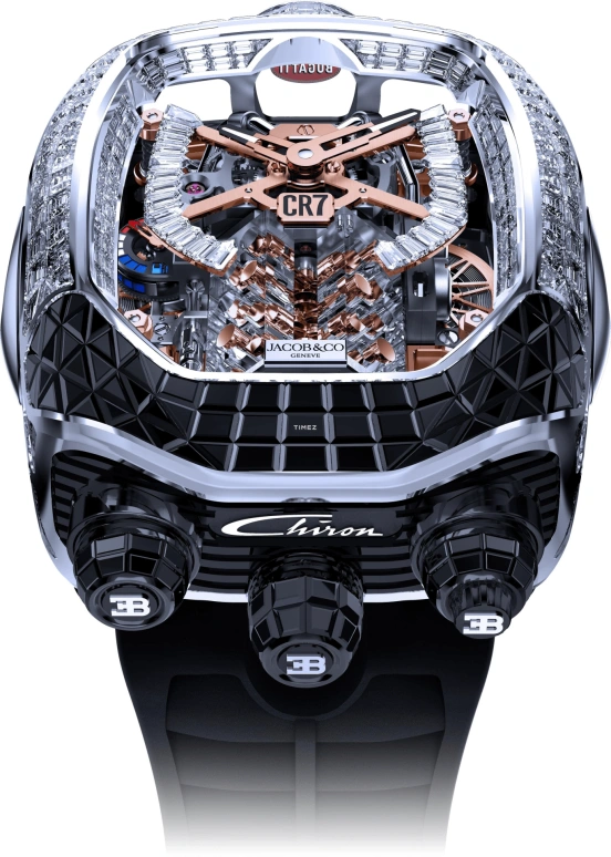 Jacob & Co.,Bugatti Chiron 55x44mm,55x44mm,White Gold,Skeleton,Handwound,Tourbillon,Sapphire,Cristiano Ronaldo,CR7,BU800,BU800.30.AA.UB.ABRUA