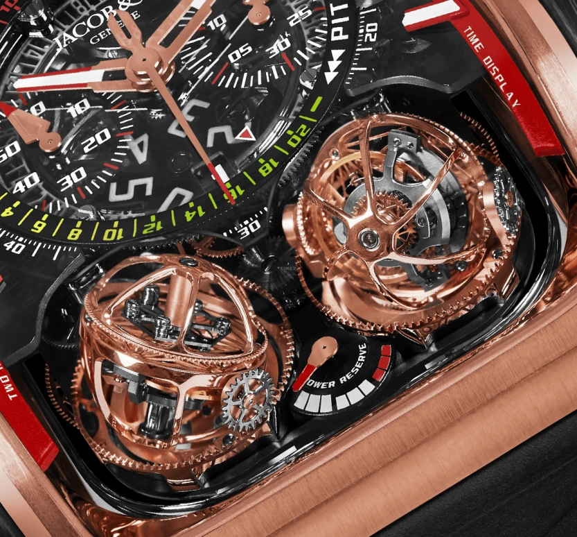 Jacob & Co.,Twin Turbo Furious 57x52mm,57x52mm,Rose Gold,Carbon,Gold,Handwound,50hours,In-house Caliber,TT200,TT200.40.NS.NK.A