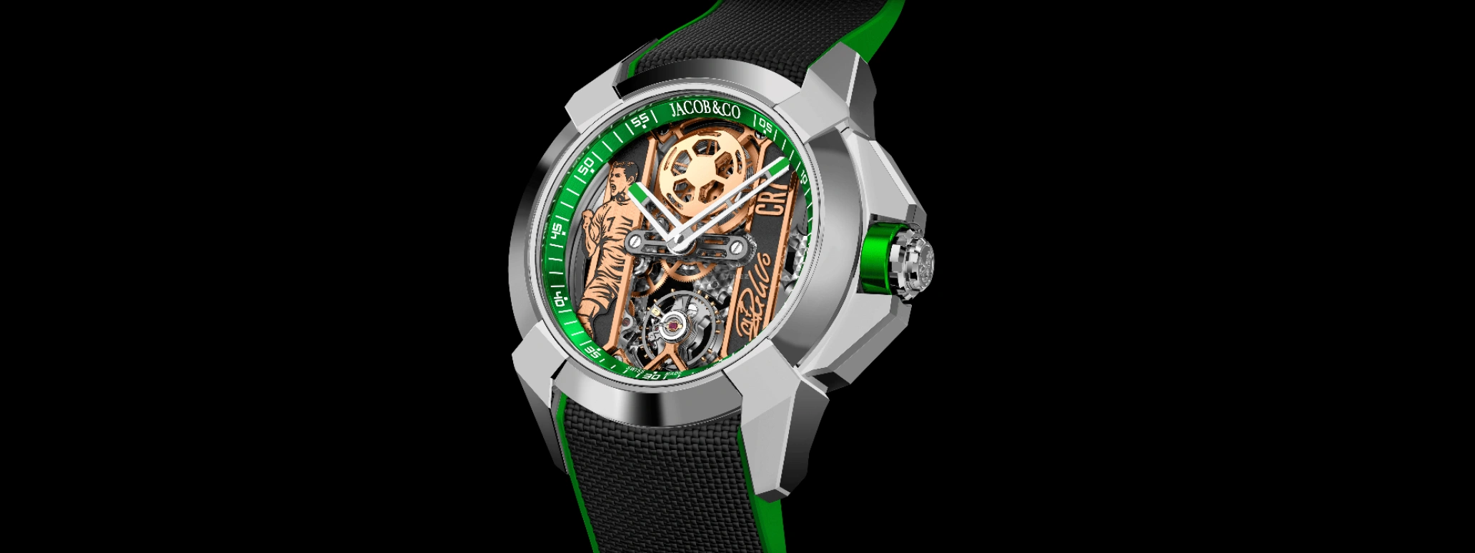 Jacob & Co.,EPIC 44mm,44mm,Stainless Steel,Handwound,48hours,In-house Caliber,Cristiano Ronaldo,EX120,EX120.10.AD.AA.ABRUA