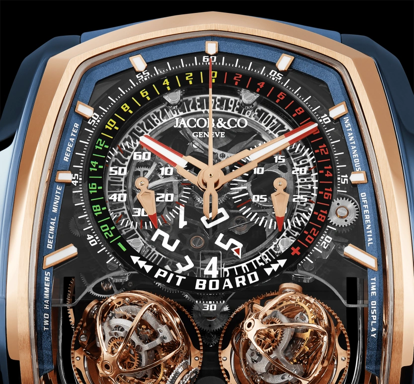 Jacob & Co.,Twin Turbo Furious 57x52mm,57x52mm,Rose Gold,Titanium,Gold,Handwound,50hours,In-house Caliber,TT200,TT200.40.BC.AC.A