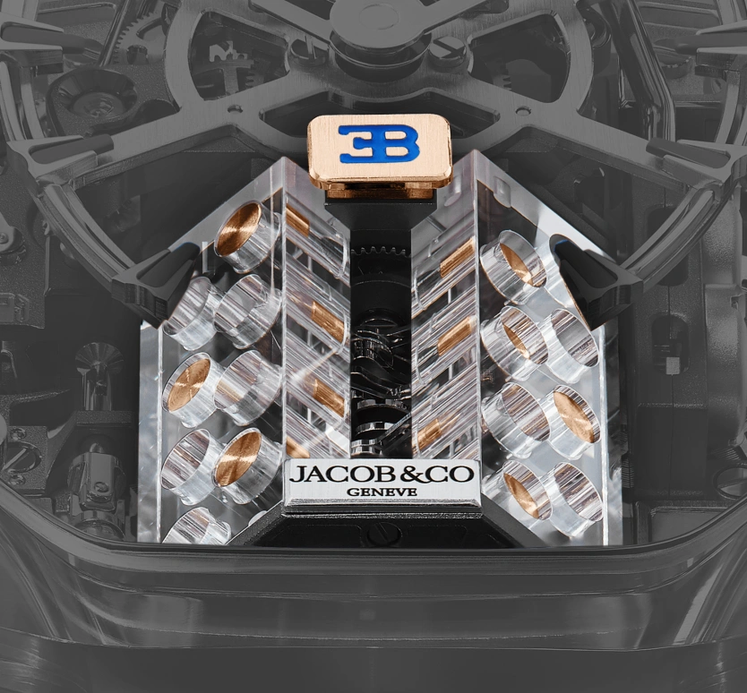Jacob & Co.,Bugatti Chiron 57.80x44.40mm,57.80x44.40mm,Sapphire,Crystal,Silver,Black,Blue,Handwound,60hours,In-house Caliber,BU210,BU210.80.AM.UA.BBRUA