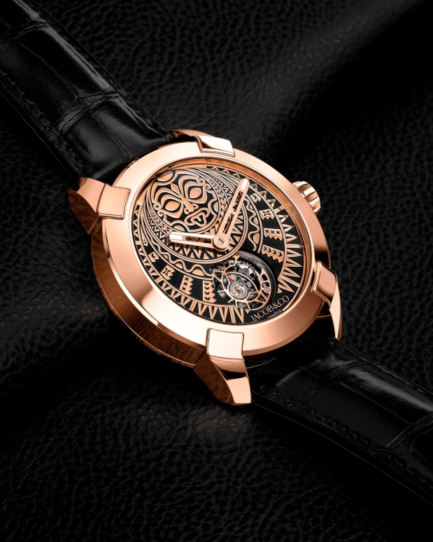 Jacob & Co.,Other 45mm,45mm,Rose Gold,Rose Gold,Black,Tourbillon,Round,Dwayne Johnson,Matai Tourbillon
