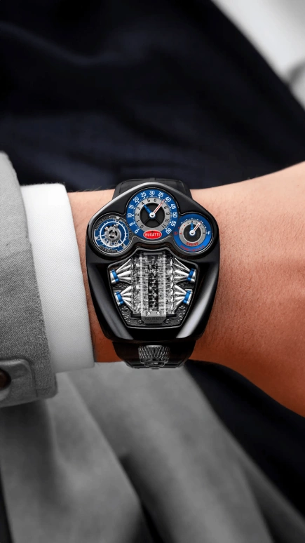 Jacob & Co.,Bugatti Chiron 52x44mm,52x44mm,Titanium,Blue,Silver,Handwound,Power Reserve Indicator,Tourbillon,Jumping Minutes,Jumping Hours,48hours,In-house Caliber,JAY-Z,Jazzy,JAY Z,BU300,BU300.21.AA.AA.A