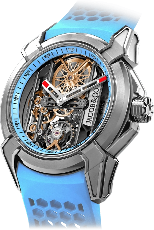 Jacob & Co.,EPIC 44mm,44mm,Titanium,Skeleton,Handwound,Sapphire,Crystal Glass,Round,EX110,EX110.20.AA.AJ.ABRUA