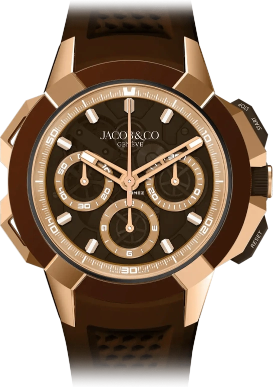Jacob & Co.,EPIC 44mm,44mm,Rose Gold,Brown,Automatic,Chronograph,Sapphire,Crystal Glass,EC440,EC440.43.AA.AA.A