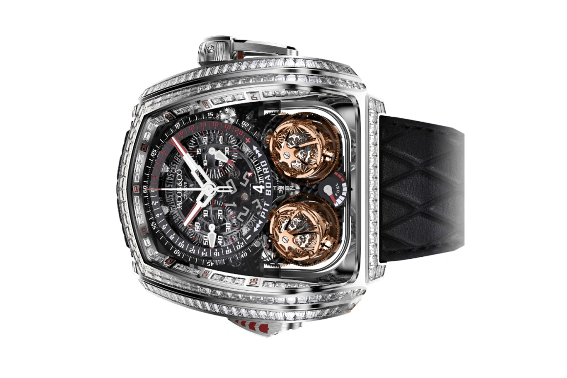 Jacob & Co.,Twin Turbo Furious 57x52mm,57x52mm,White Gold,Black,Handwound,Chronograph,Power Reserve Indicator,Tourbillon,Minute Repeater,Sapphire,Silver,Cristiano Ronaldo,TT800,TT800.30.BD.AA.A Cristiano