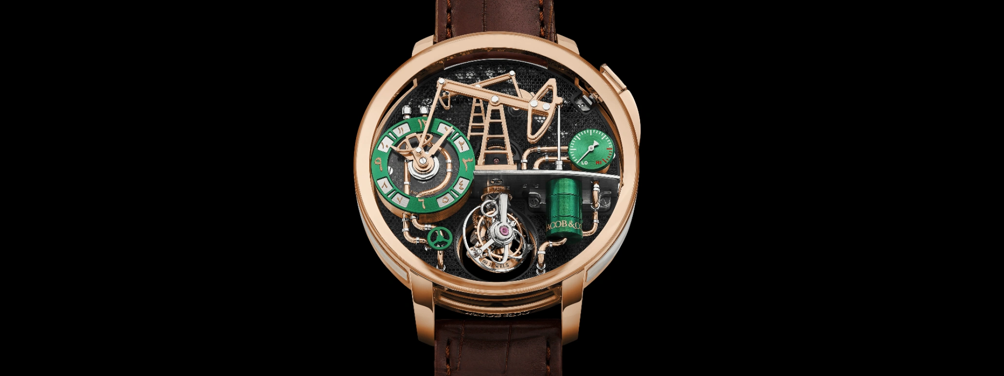 Jacob & Co.,Oil Pump ,Rose Gold,Sapphire,Gold,Handwound,60hours,In-house Caliber,OI100,OI100.40.AA.AB.A