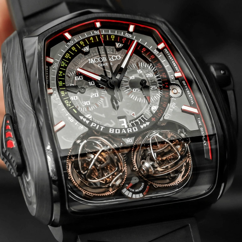 Jacob & Co.,Twin Turbo Furious 57x52mm,57x52mm,Forged Carbon,Titanium,Carbon,Handwound,50hours,In-house Caliber,TT200,TT200.21.NS.NK.A
