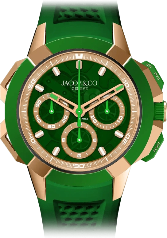 Jacob & Co.,EPIC 44mm,44mm,Rose Gold,Green,Automatic,Chronograph,Sapphire,Crystal Glass,EC440,EC440.43.AB.AA.A