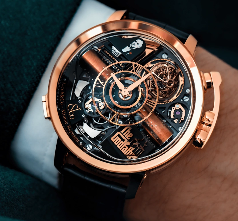 Jacob & Co.,Opera Godfather 49mm,49mm,Rose Gold,Sapphire,Gold,Crystal,Handwound,44hours,In-house Caliber,Godfather,OP500,OP500.40.AA.AA.ABALA