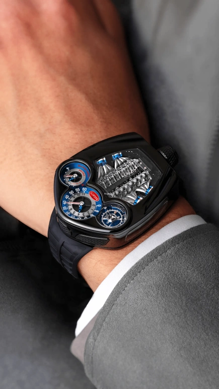Jacob & Co.,Bugatti Chiron 52x44mm,52x44mm,Titanium,Blue,Silver,Handwound,Power Reserve Indicator,Tourbillon,Jumping Minutes,Jumping Hours,48hours,In-house Caliber,JAY-Z,Jazzy,JAY Z,BU300,BU300.21.AA.AA.A