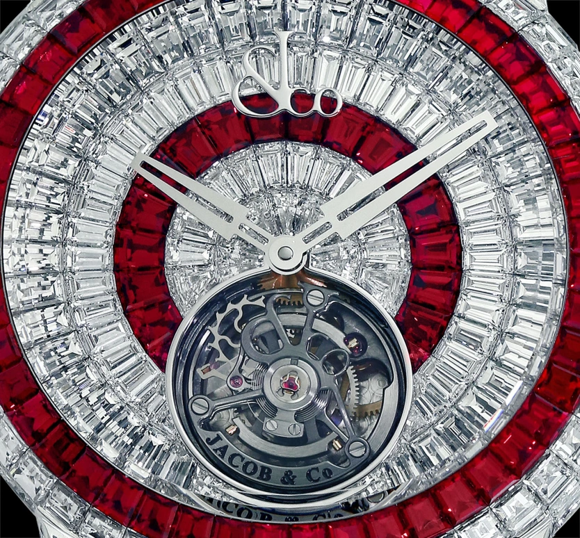 Jacob & Co.,Caviar Tourbillon 44mm,44mm,White Gold,Silver,Red,Handwound,Tourbillon,Sapphire,Crystal Glass,CV300,CV300.30.BD.DR.A 30BA