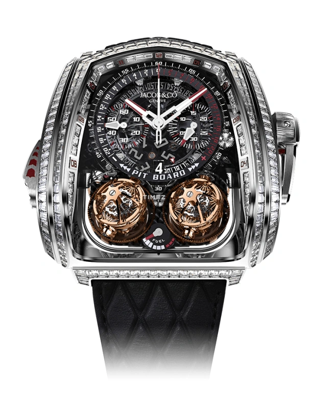 Jacob & Co.,Twin Turbo Furious 57x52mm,57x52mm,White Gold,Black,Handwound,Chronograph,Power Reserve Indicator,Tourbillon,Minute Repeater,Sapphire,Silver,Cristiano Ronaldo,TT800,TT800.30.BD.AA.A Cristiano