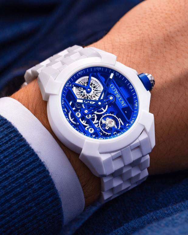 Jacob & Co.,EPIC 44mm,44mm,Ceramic,Blue,Handwound,48hours,In-house Caliber,EX115,EX115.95.AA.AA.A95AA