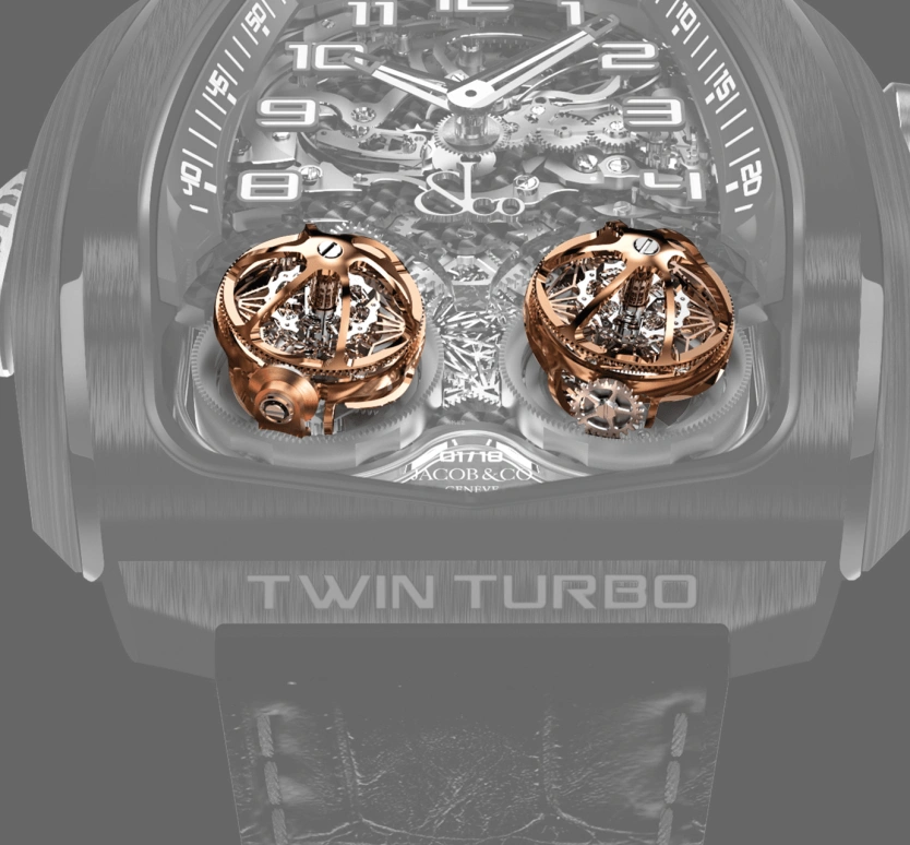 Jacob & Co.,Twin Turbo Furious 57.30x51mm,57.30x51mm,Titanium,Handwound,72hours,In-house Caliber,TT100,TT100.21.NS.NK.C
