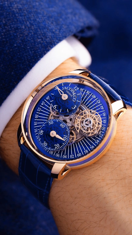 Jacob & Co.,Astronomia 43mm,43mm,Rose Gold,Sapphire,Skeleton,Blue,Handwound,Tourbillon,Sapphire,Crystal Glass,AR200,AR200.40.AA.AA.A
