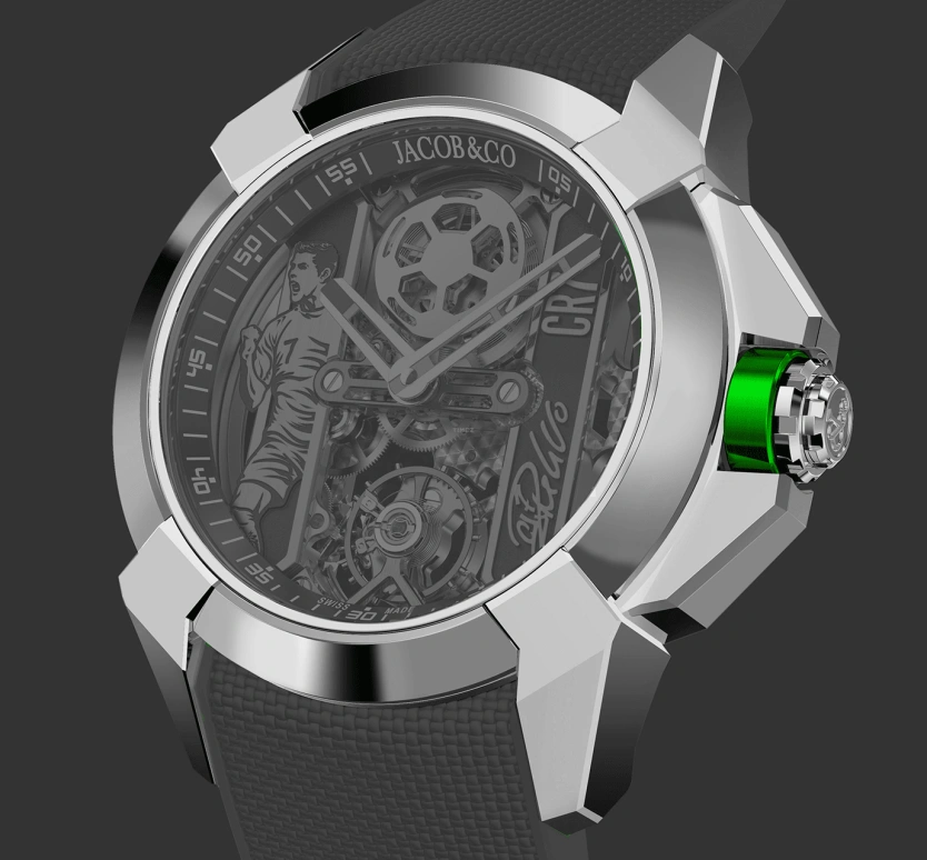 Jacob & Co.,EPIC 44mm,44mm,Stainless Steel,Handwound,48hours,In-house Caliber,Cristiano Ronaldo,EX120,EX120.10.AD.AA.ABRUA