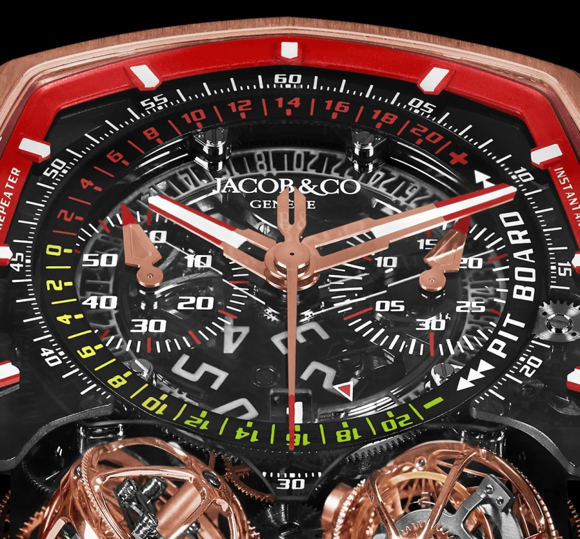 Jacob & Co.,Twin Turbo Furious 57x52mm,57x52mm,Rose Gold,Carbon,Gold,Handwound,50hours,In-house Caliber,TT200,TT200.40.NS.NK.A