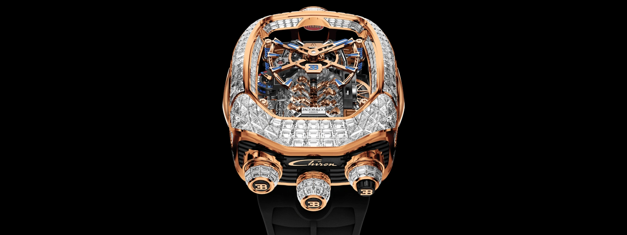 Jacob & Co.,Bugatti Chiron 41.70x36mm,41.70x36mm,Rose Gold,Gold,Sapphire,BU800,BU800.40.BD.BD.A