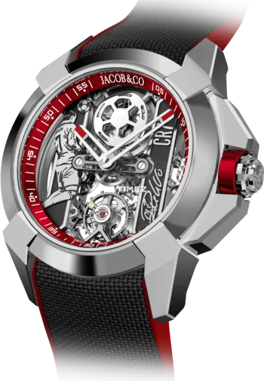 Jacob & Co.,EPIC 44mm,44mm,Stainless Steel,Skeleton,Handwound,Sapphire,Crystal Glass,Round,EX120,EX120.10.AF.AA.ABRUA
