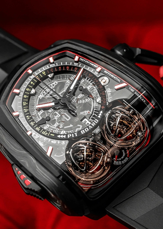Jacob & Co.,Twin Turbo Furious 57x52mm,57x52mm,Forged Carbon,Titanium,Carbon,Handwound,50hours,In-house Caliber,TT200,TT200.21.NS.NK.A