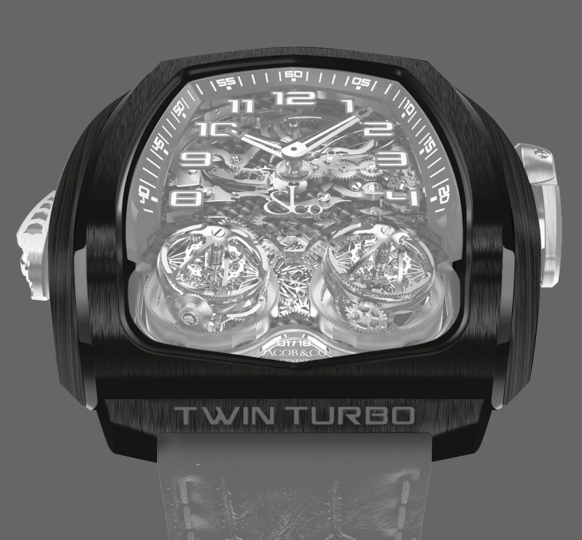 Jacob & Co.,Twin Turbo Furious 57.30x51mm,57.30x51mm,Titanium,Handwound,72hours,In-house Caliber,TT100,TT100.21.NS.NK.C