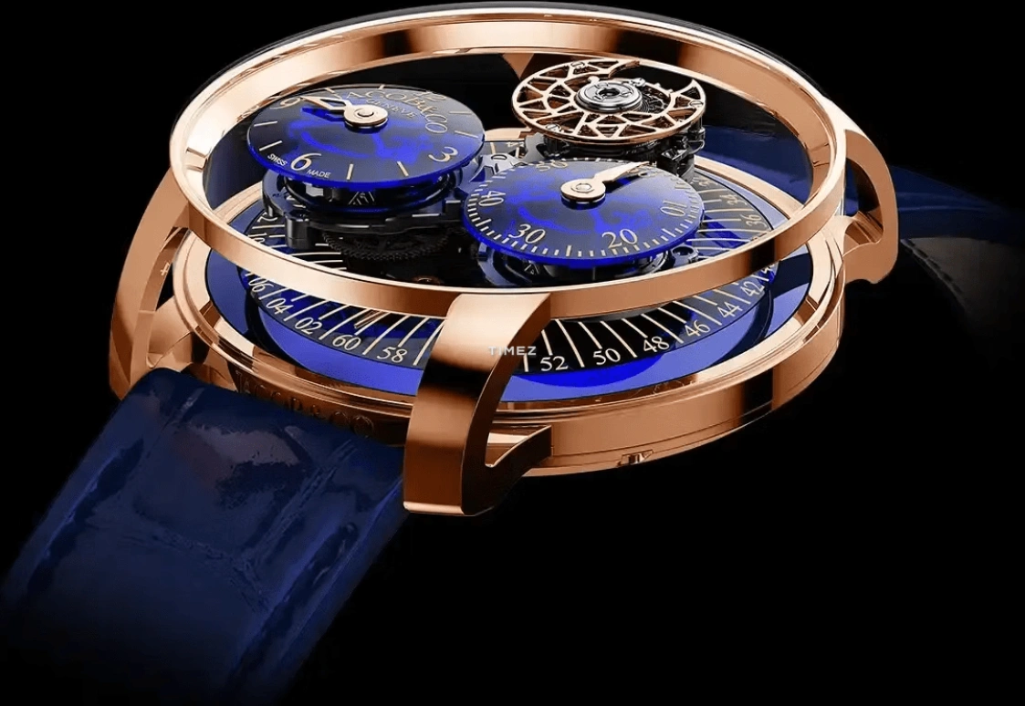 Jacob & Co.,Astronomia 43mm,43mm,Rose Gold,Sapphire,Skeleton,Blue,Handwound,Tourbillon,Sapphire,Crystal Glass,AR200,AR200.40.AA.AA.A