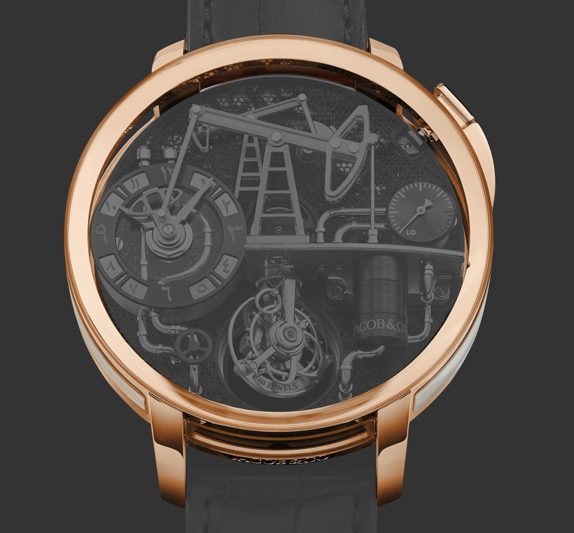 Jacob & Co.,Oil Pump ,Rose Gold,Sapphire,Gold,Handwound,60hours,In-house Caliber,OI100,OI100.40.AA.AB.A