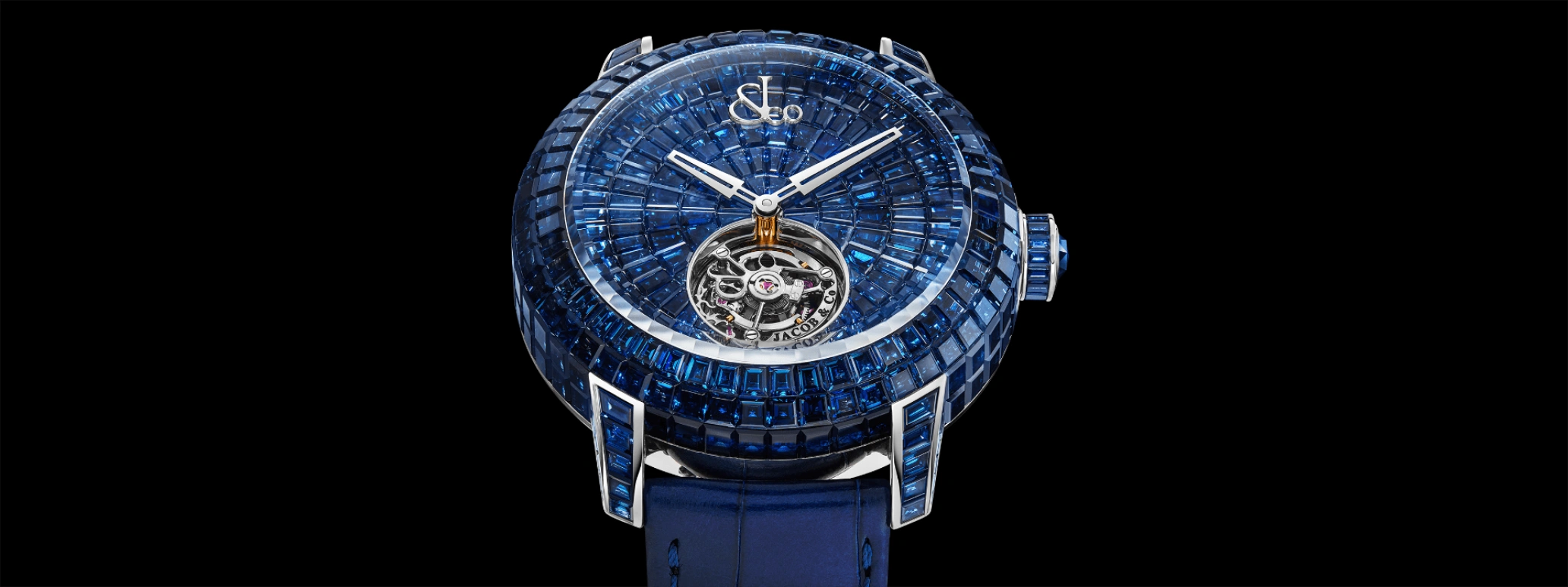 Jacob & Co.,Caviar Tourbillon 47mm,47mm,Gold,White Gold,Blue,Handwound,Tourbillon,100hours,Cristiano Ronaldo,CV201,CV201.30.BB.BB.A