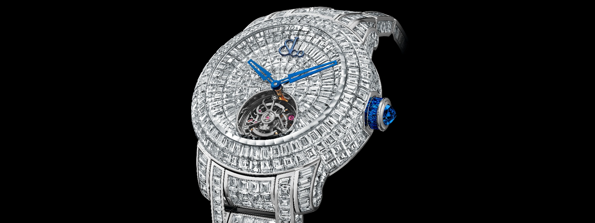 Jacob & Co.,Caviar Tourbillon 47mm,47mm,Gold,White Gold,Handwound,100hours,In-house Caliber,CV201,CV201.30.BD.UB.B30BA