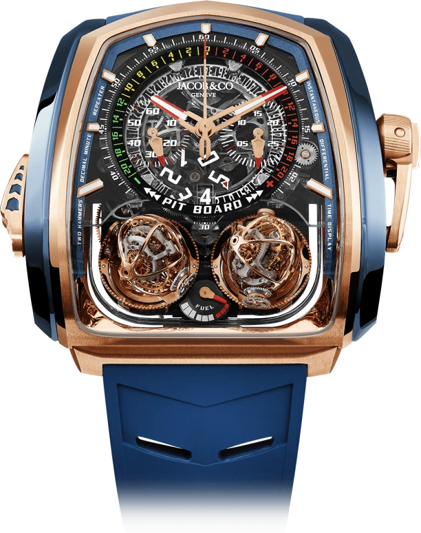 Jacob & Co.,Twin Turbo Furious 57x52mm,57x52mm,Rose Gold,Titanium,Gold,Handwound,50hours,In-house Caliber,TT200,TT200.40.BC.AC.A