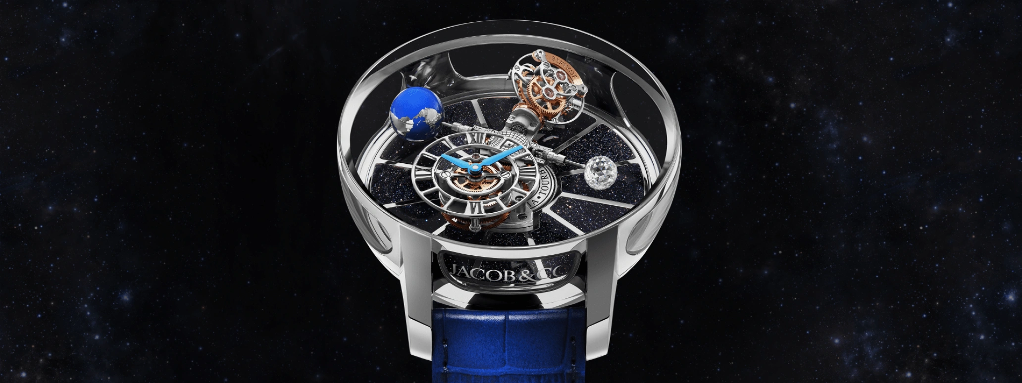 Jacob & Co.,Astronomia 50mm,50mm,Gold,White Gold,Silver,Skeleton,Handwound,60hours,In-house Caliber,AT100,AT100.30.AC.SD.A