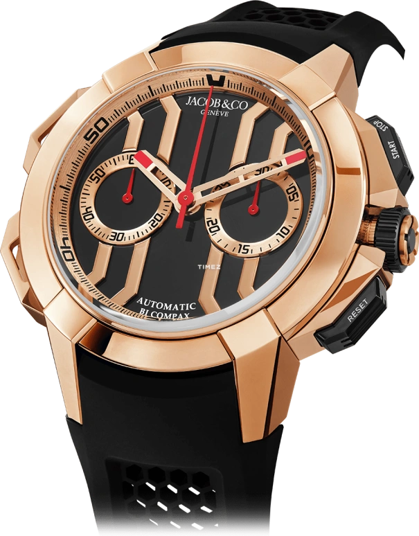 Jacob & Co.,EPIC 44mm,44mm,Rose Gold,Black,Automatic,Chronograph,Sapphire,Crystal Glass,EC430,EC430.43.AC.AA.ABRUA