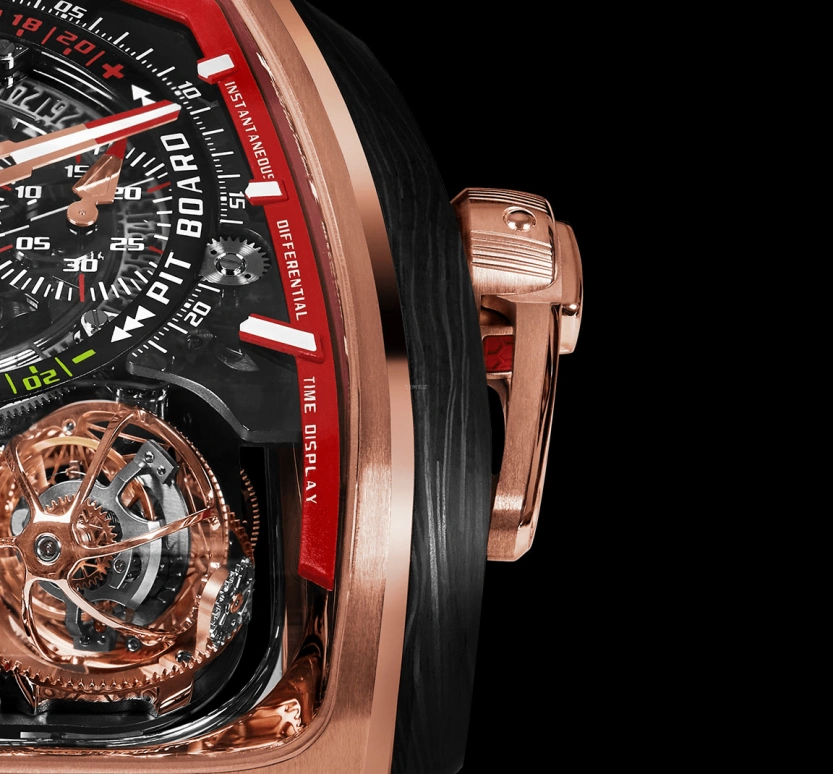 Jacob & Co.,Twin Turbo Furious 57x52mm,57x52mm,Rose Gold,Carbon,Gold,Handwound,50hours,In-house Caliber,TT200,TT200.40.NS.NK.A