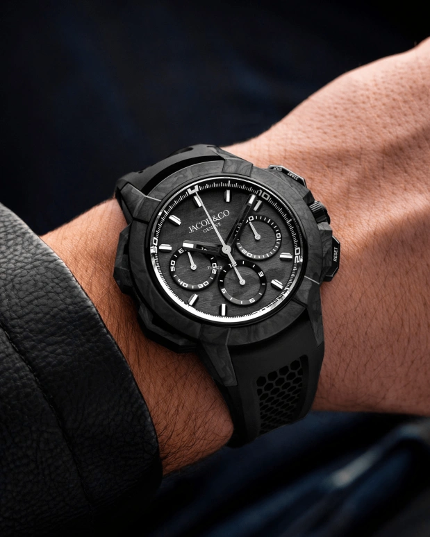 Jacob & Co.,EPIC 44mm,44mm,Forged Carbon,Titanium,Grey,Black,Automatic,Chronograph,Sapphire,Crystal Glass,EC440,EC440.29.AA.AA.A
