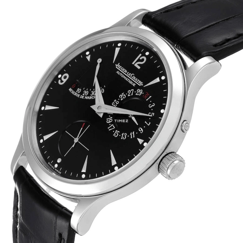 Jaeger-LeCoultre,Master 37mm,37mm,Stainless Steel,Black,Automatic,Day,Power Reserve Indicator,Q1488470