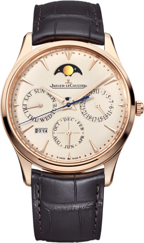 Jaeger-LeCoultre,Master 39mm,39mm,Pink Gold,Beige,Automatic,Moonphase,Perpetual Calendar,Month,Date,38hours,In-house Caliber,Q1302520