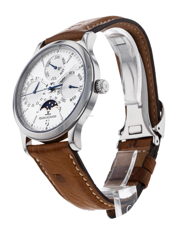 Jaeger-LeCoultre,Master 37mm,37mm,Stainless Steel,Silver White,Automatic,Moonphase,Perpetual Calendar,Annual Calendar,Month,In-house Caliber,Sapphire,Crystal Glass,Q149842A