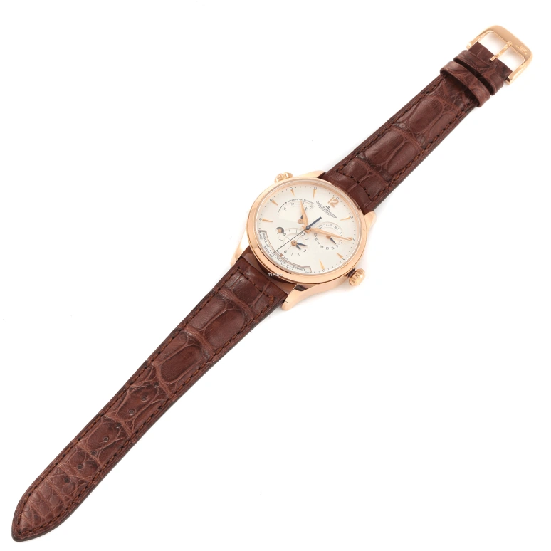 Jaeger-LeCoultre,Master 39mm,39mm,Rose Gold,Luminous,Silver,Automatic,Day,Power Reserve Indicator,Dule Time,World Time,In-house Caliber,Sapphire,Crystal Glass,Q1422421