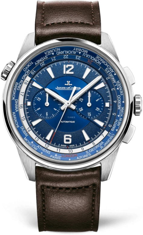 Jaeger-LeCoultre,Polaris 44mm,44mm,Stainless Steel,Blue,Automatic,Chronograph,World Time,Column Wheel,905T480