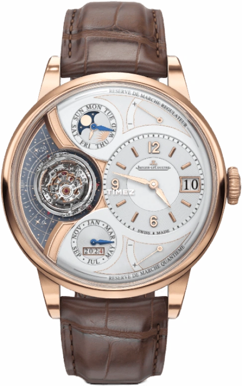 Jaeger-LeCoultre,Duomètre 34.30mm,34.30mm,Rose Gold,Grey,Handwound,Moonphase,Perpetual Calendar,Annual Calendar,Month,Sapphire,Crystal Glass,Round,Q6202420