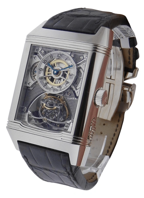 Jaeger-LeCoultre,Reverso 55x36mm,55x36mm,Platinum,Grey,Skeleton,Handwound,Tourbillon,50hours,Q2336420