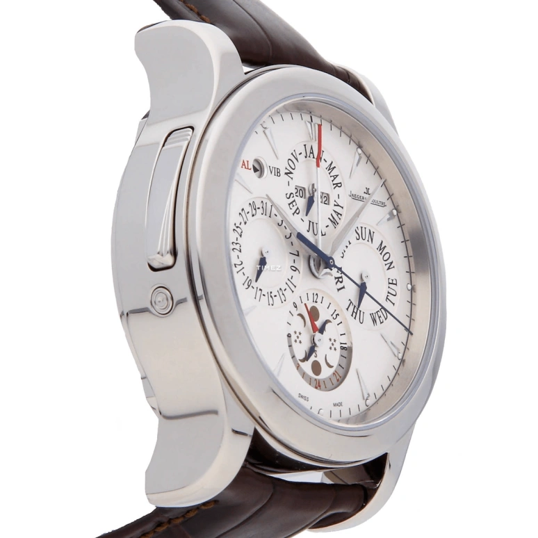 Jaeger-LeCoultre,Master 43mm,43mm,Stainless Steel,Silver,Automatic,Moonphase,Perpetual Calendar,Annual Calendar,Month,In-house Caliber,Sapphire,Crystal Glass,Q163842A