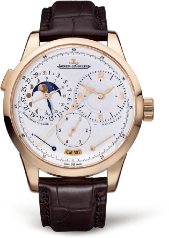 Jaeger-LeCoultre,Duomètre 40.50mm,40.50mm,Pink Gold,Silver,Handwound,Chronograph,Moonphase,Day,Power Reserve Indicator,36hours,Sapphire,Q6042421