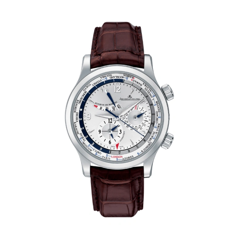 Jaeger-LeCoultre,Master 41.50mm,41.50mm,Stainless Steel,Silver White,Automatic,Day,Power Reserve Indicator,Dule Time,World Time,In-house Caliber,Sapphire,Crystal Glass,Q1528420