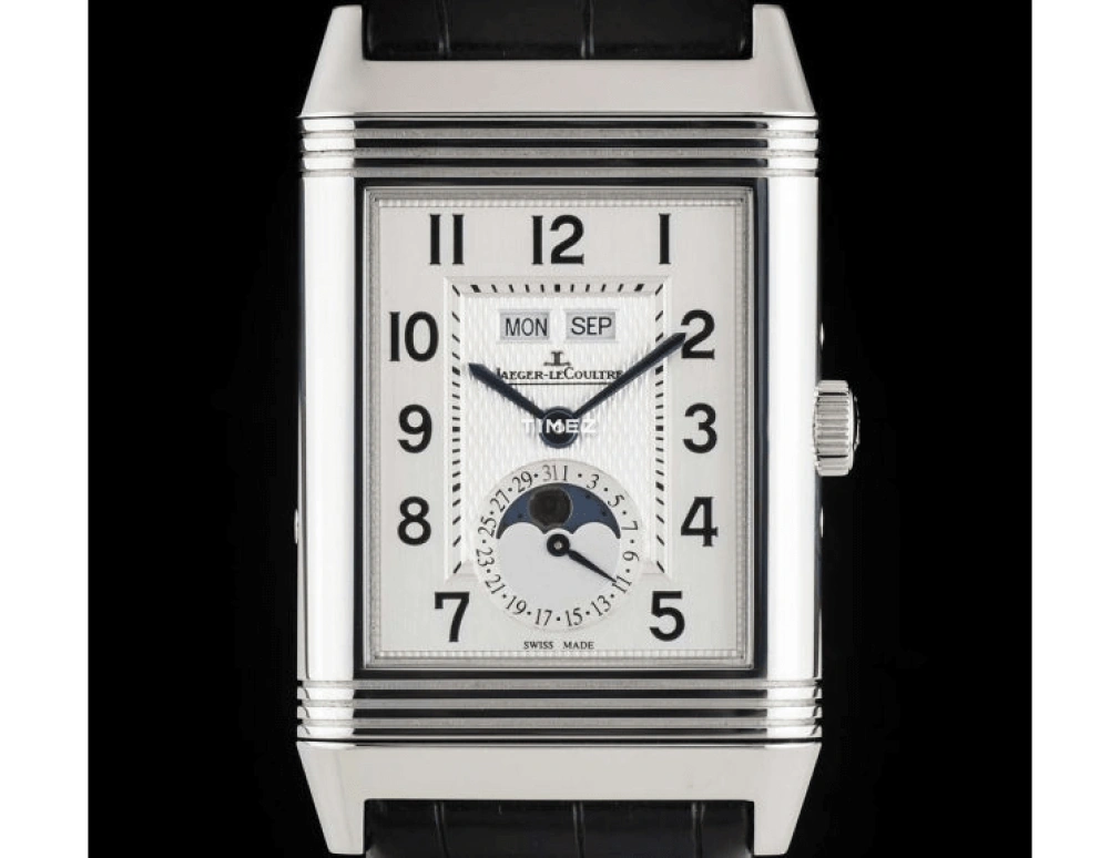 Jaeger-LeCoultre,Reverso 29.90mm,29.90mm,Stainless Steel,Silver,Handwound,Moonphase,Month,Date,Day,45hours,In-house Caliber,Q3758420