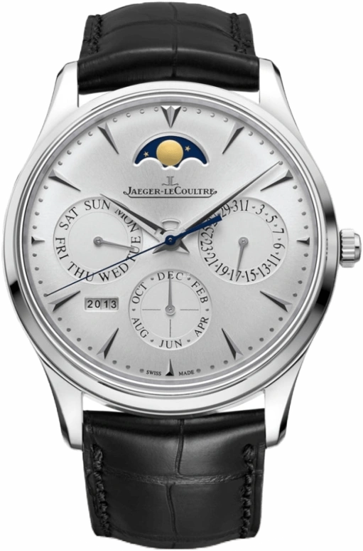 Jaeger-LeCoultre,Master 39mm,39mm,Stainless Steel,Silver,Automatic,Moonphase,Perpetual Calendar,Month,Date,38hours,In-house Caliber,Q130842J