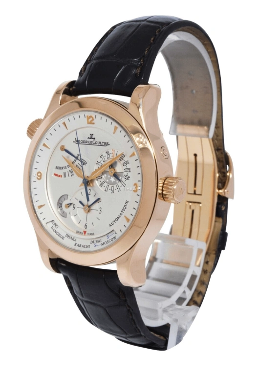 Jaeger-LeCoultre,Master 40mm,40mm,Rose Gold,Silver,Grey,Automatic,Day,Power Reserve Indicator,Dule Time,World Time,In-house Caliber,Sapphire,Crystal Glass,Q1502420