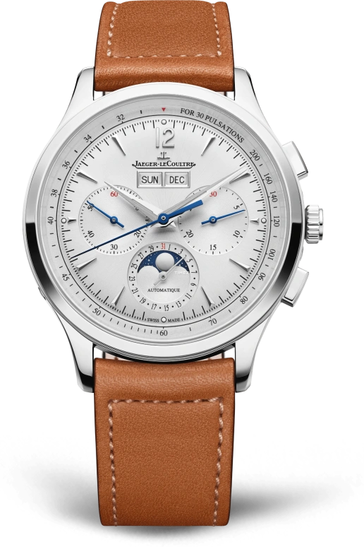 Jaeger-LeCoultre,Master 40mm,40mm,Stainless Steel,Silver,Automatic,Chronograph,Moonphase,Month,Date,65hours,In-house Caliber,Q413813J