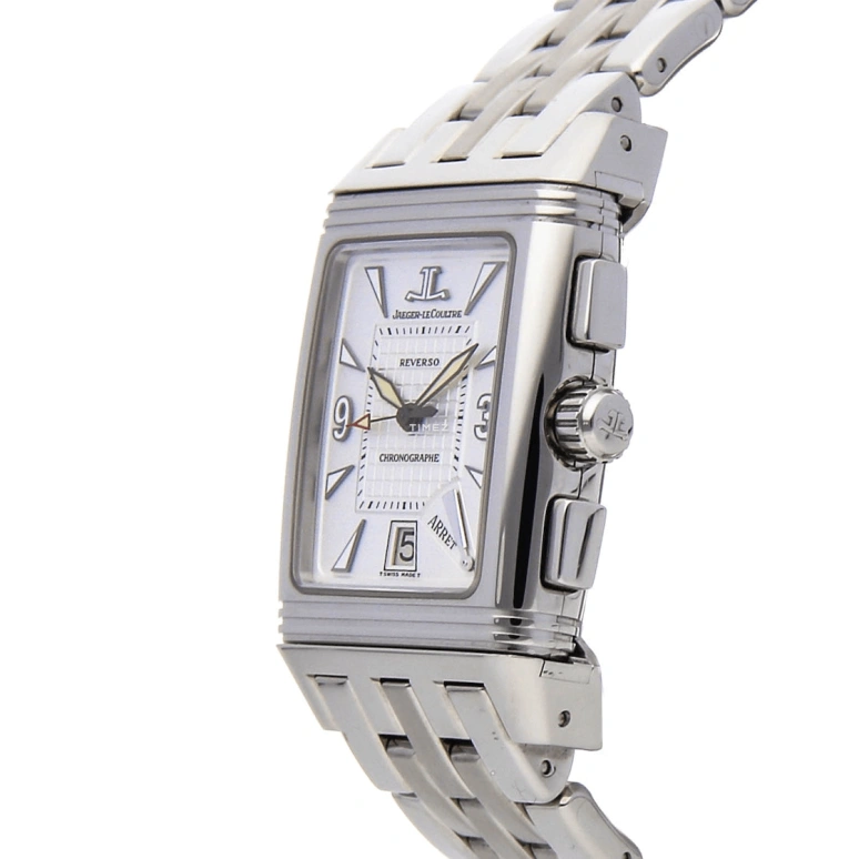 Jaeger-LeCoultre,Reverso 43x28mm,43x28mm,Stainless Steel,Silver White,Handwound,Chronograph,Day,Flyback,Retrograde,Sapphire,Crystal Glass,Square,Q2958101